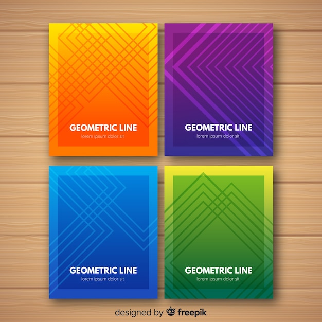 Colección de coloridas portadas geométricas Vector Gratis