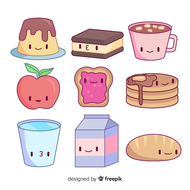 Colecci N Comida Adorable Dibujada A Mano Vector Gratis