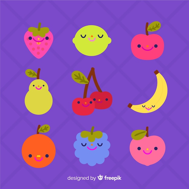 Colección de comida en estilo kawaii | Vector Gratis