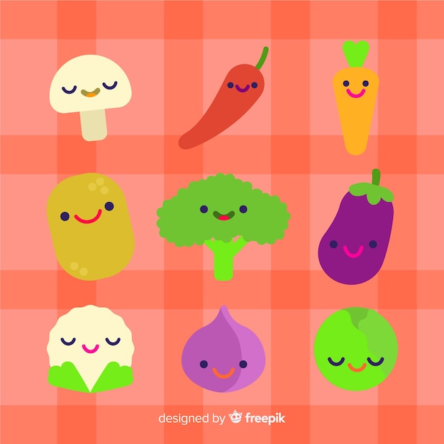 Colección de comida en estilo kawaii | Vector Gratis