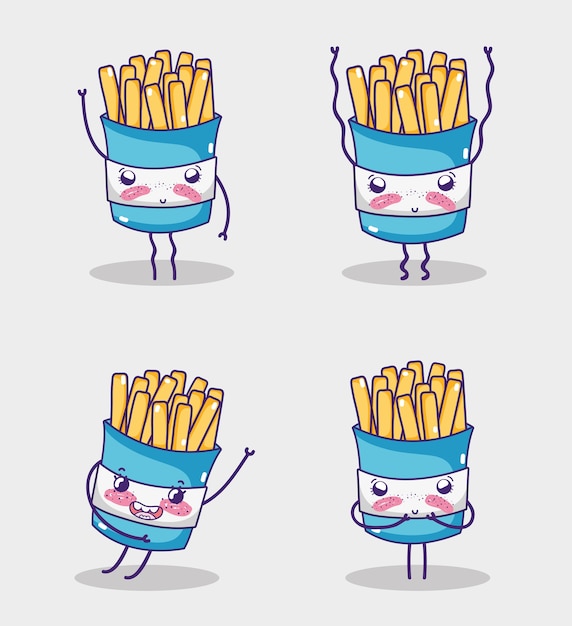 Colección de comida rápida dibujos kawaii | Vector Premium