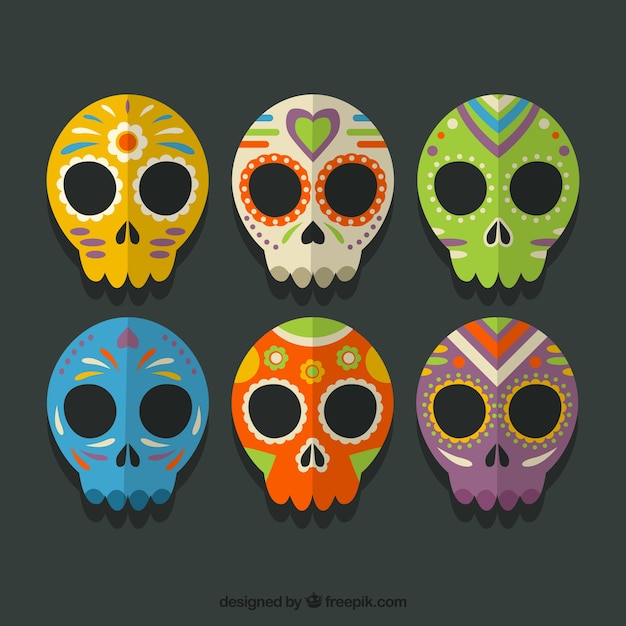 Colección de calaveras mexicanas de colores | Descargar Vectores gratis