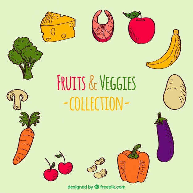 Colección De Frutas Y Verduras Dibujadas A Mano Descargar Vectores Gratis