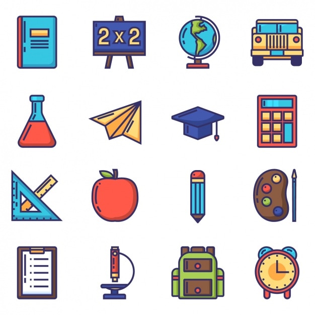 Colección de iconos de colegio Descargar Vectores gratis