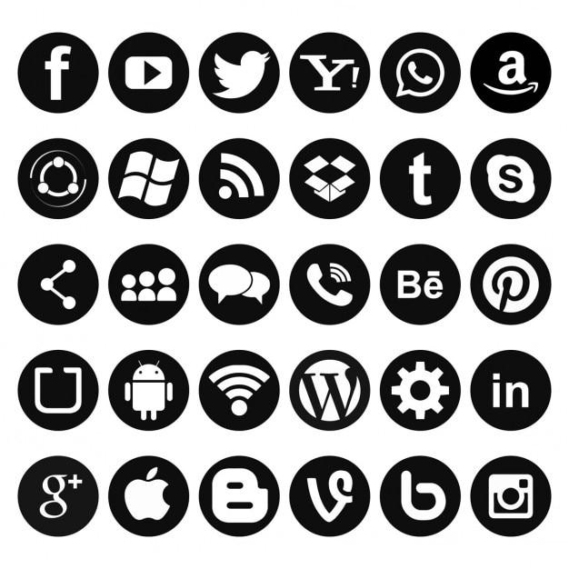 Colección De Iconos Para Redes Sociales, Color Negro | Descargar ...