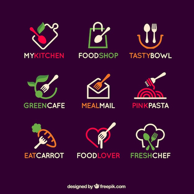 Colección de logos de comida | Descargar Vectores gratis