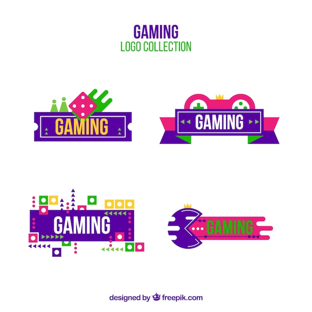 Colección de logos de videojuegos con diseño plano | Descargar Vectores gratis