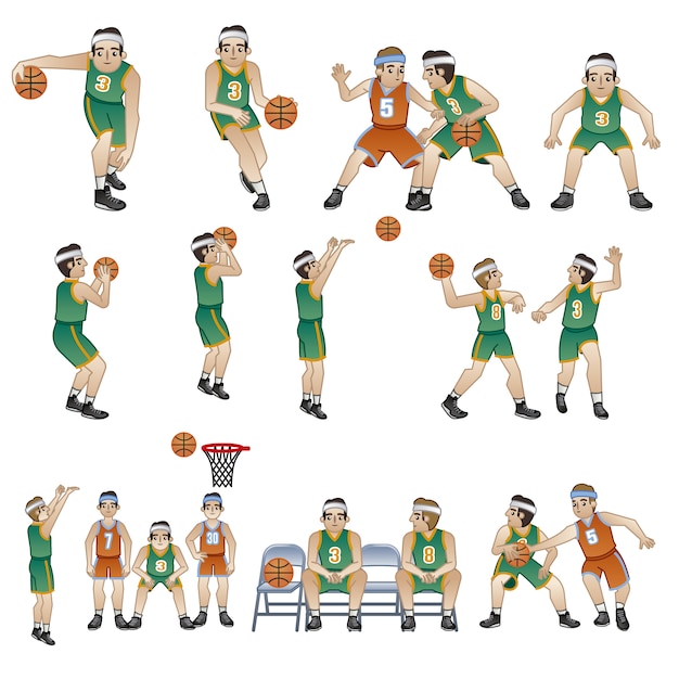 Colección De Personajes De Jugadores De Baloncesto Descargar Vectores Gratis 0501