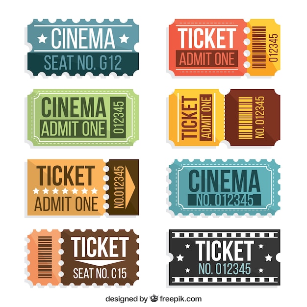 Colección de tickets de cine vintage | Descargar Vectores gratis