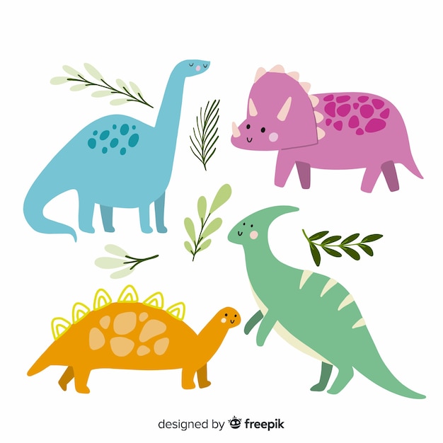 Colecci N De Dinosaurios Dibujados A Mano Vector Premium