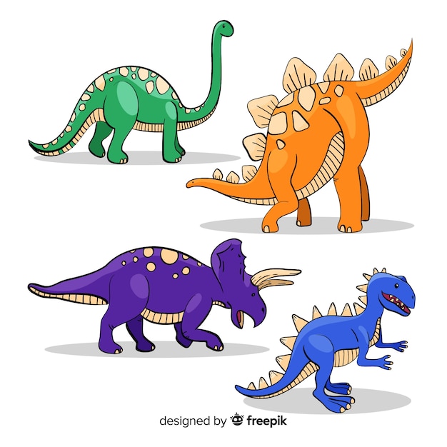 Colecci N De Dinosaurios Dibujados A Mano Vector Premium