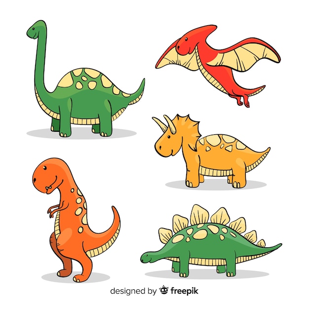 Colecci N De Dinosaurios Dibujados A Mano Vector Premium