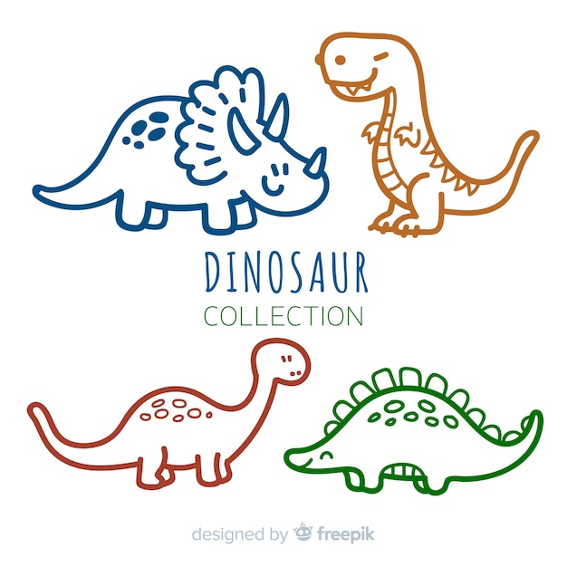 Colecci N De Dinosaurios Dibujados A Mano Vector Premium