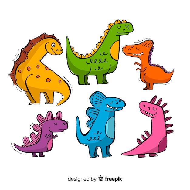 Colecci N De Dinosaurios Dibujados A Mano Vector Gratis