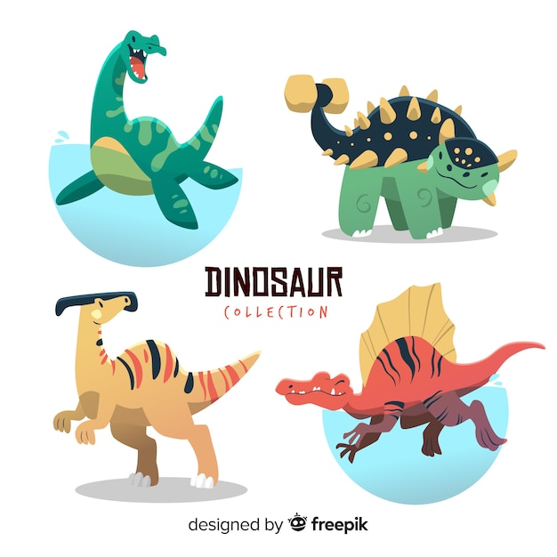 Colección De Dinosaurios Dibujados A Mano Vector Premium 