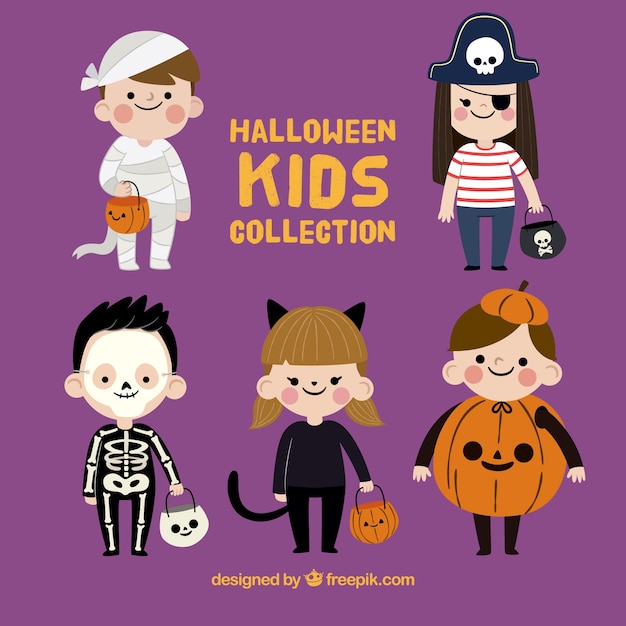 Colección divertida de halloween para niños | Vector Gratis