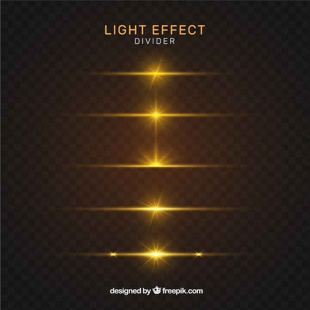 Colección de divisores con efecto de luz dorada vector gratuito