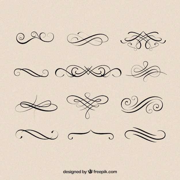 Colección de divisores en estilo caligráfico vector gratuito