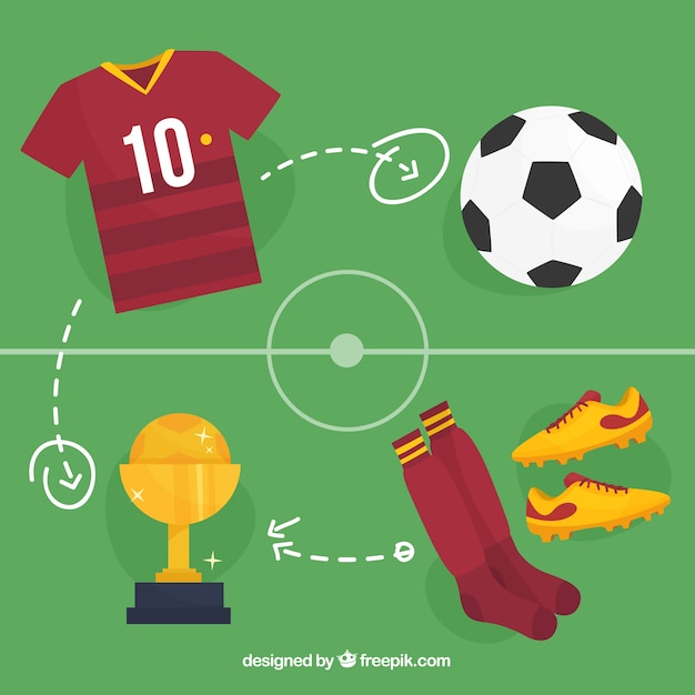 Colección De Elementos De Fútbol Con Equipamiento | Vector Gratis