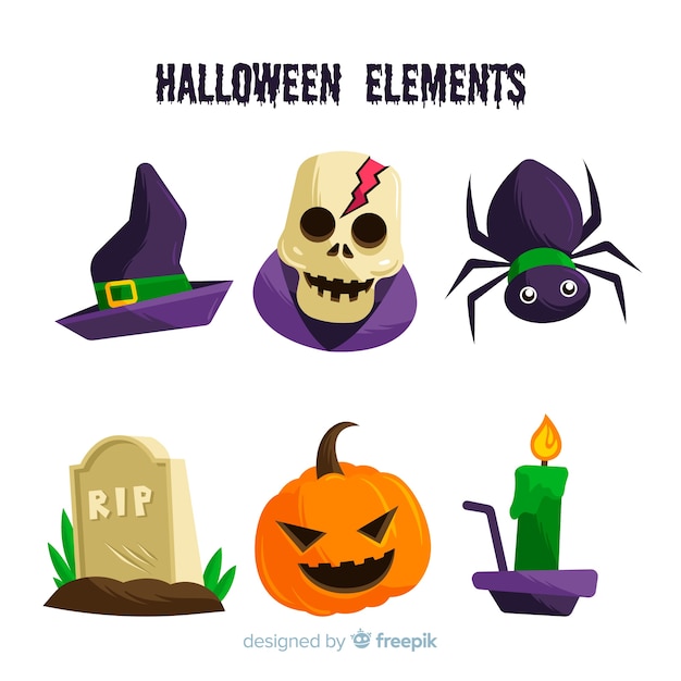 Colecci N De Elementos De Halloween En Dise O Plano Vector Gratis