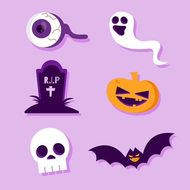 Colecci N De Elementos De Halloween De Dise O Plano Vector Gratis