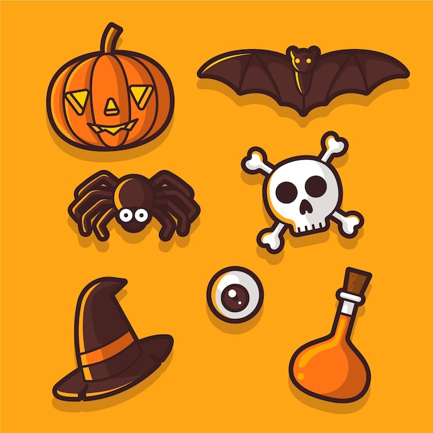 Colecci N De Elementos De Halloween De Dise O Plano Vector Gratis