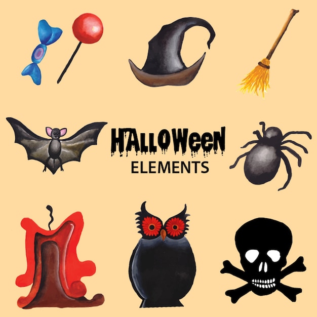 Colección De Elementos De Halloween Vector Premium