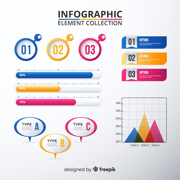 Colección de elementos de infografía en estilo degradado vector gratuito