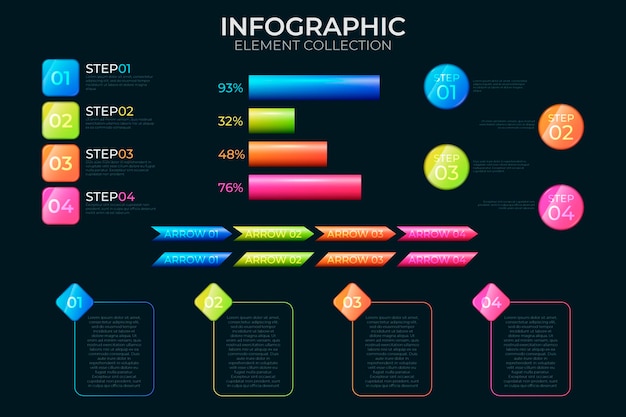 Colección de elementos de infografía realista Vector Gratis