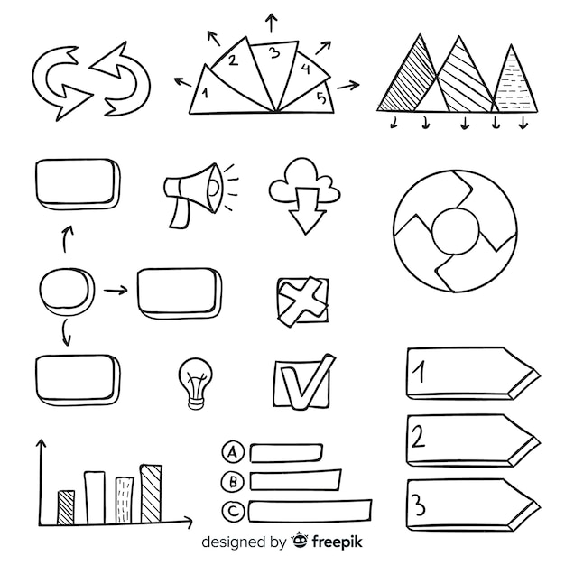 Colecci N De Elementos Infogr Ficos Dibujados A Mano Vector Gratis