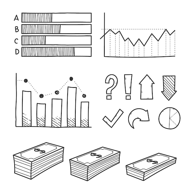 Colección de elementos infográficos dibujados a mano vector gratuito