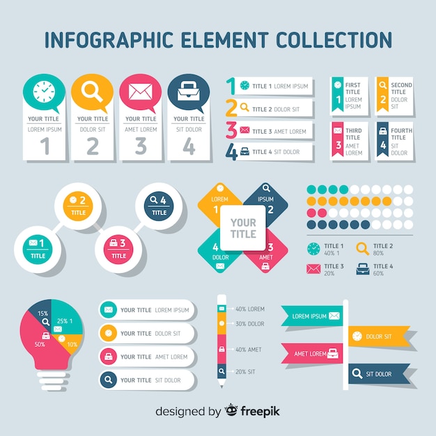 Colección de elementos infográficos flat vector gratuito