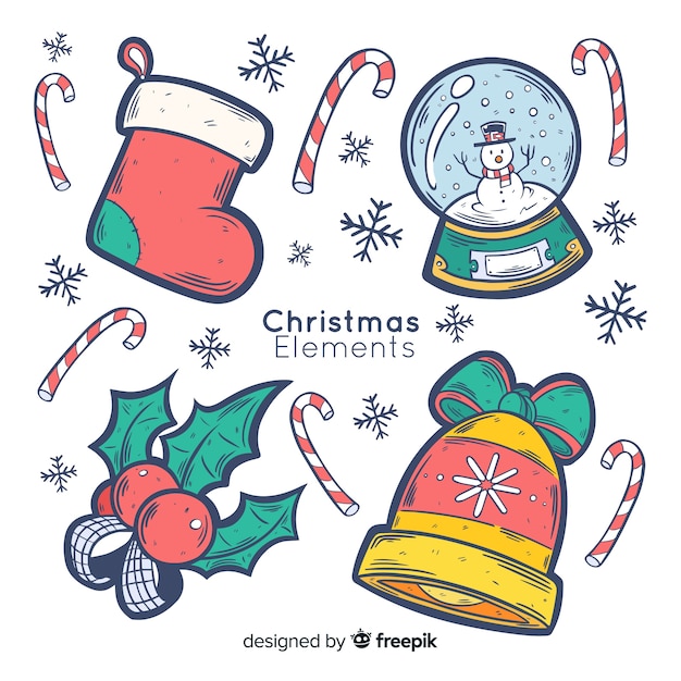 Colección de elementos de navidad dibujados a mano Vector Gratis