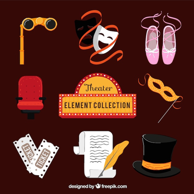 Colección De Elementos De Teatro | Vector Premium