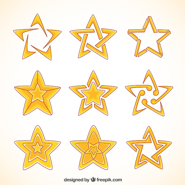 Colección De Estrellas Dibujadas A Mano Con Diseños Abstractos Vector