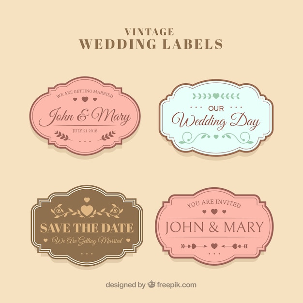 Elegantes Etiquetas Para Bodas Vector Gratis