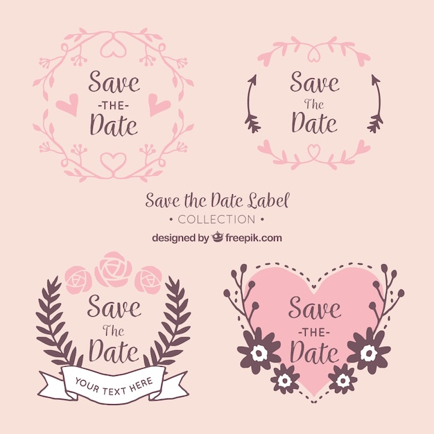 Colección De Etiquetas De Boda Vector Gratis 4729