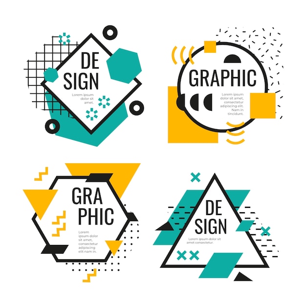 Colección de etiquetas de diseño gráfico vector gratuito