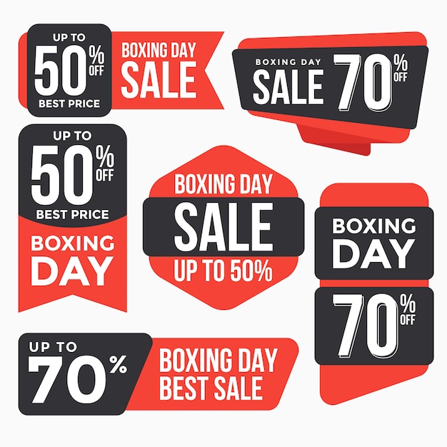 Colección de etiquetas de etiquetas de venta de día de boxeo Vector Premium