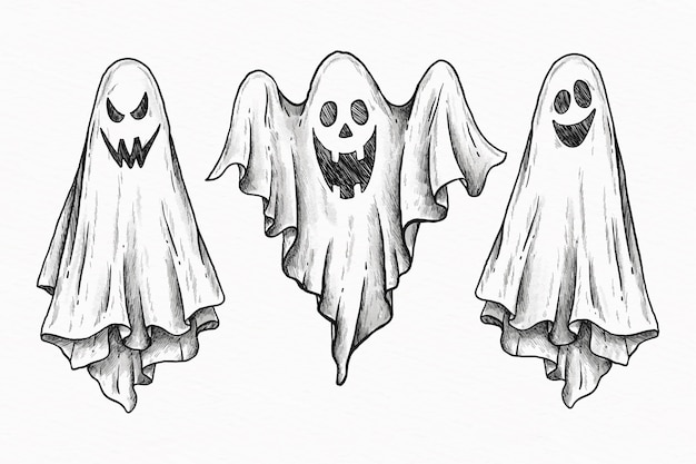 Colecci N De Fantasmas De Halloween Dibujados A Mano Vector Gratis