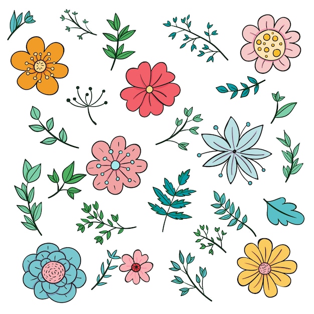 Colección de flores de primavera dibujadas a mano | Vector Gratis