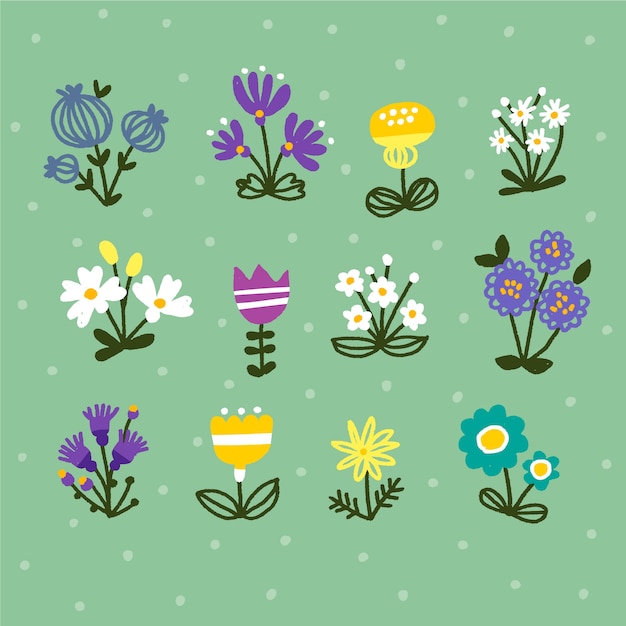 Colección De Flores De Primavera Dibujadas A Mano Vector Gratis 8652