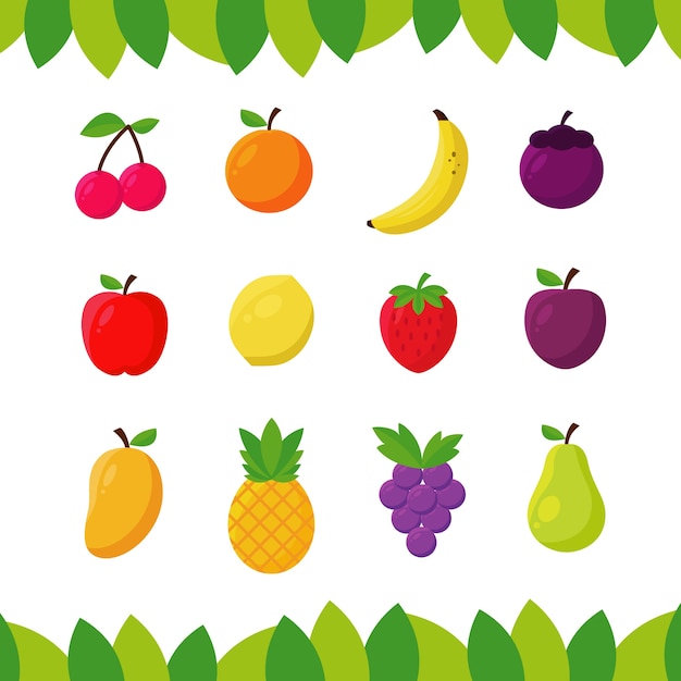 Colección De Frutas Planas Vector Premium 3683