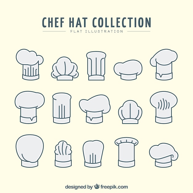 Colección De Gorros De Chef En Diseño Plano Vector Gratis 