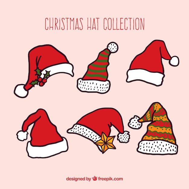 Colección de gorros de navidad dibujados a mano | Vector ...