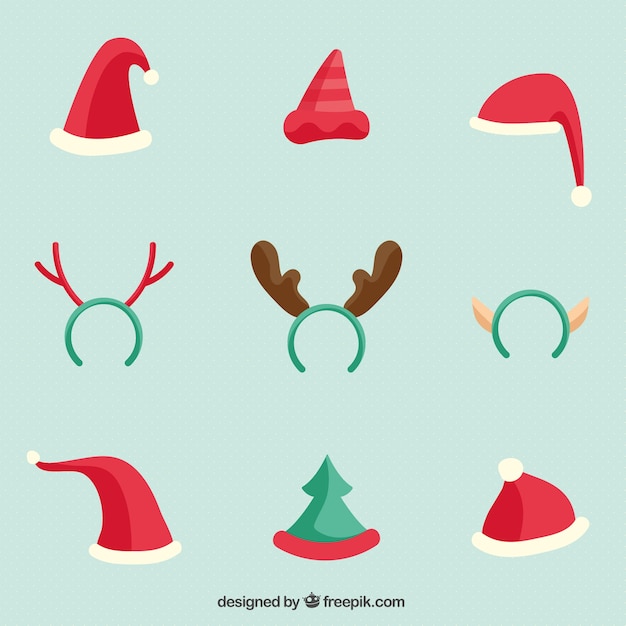 Colección De Gorros De Navidad Vector Gratis 7280