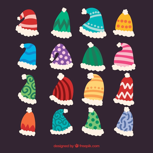 Colección de gorros de santa claus | Vector Gratis