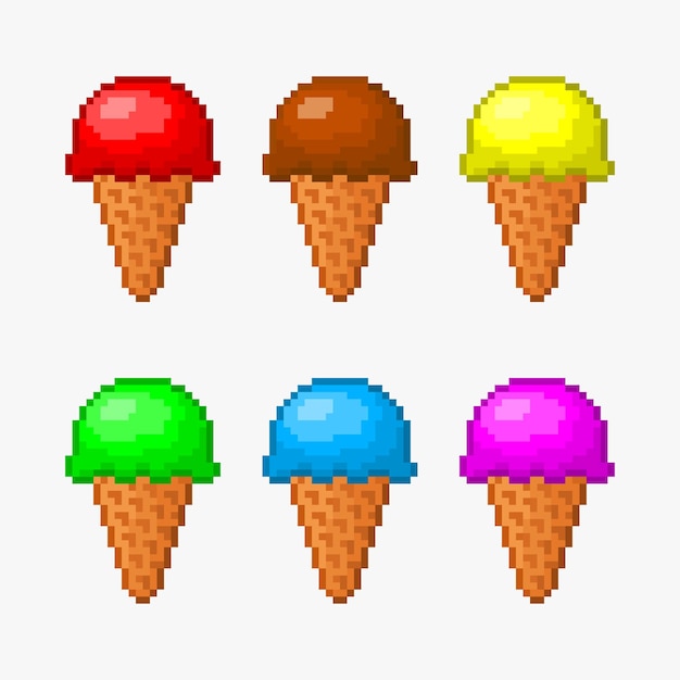 Colección de helados pixel art Vector Premium