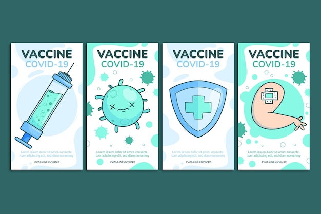 Colección de historias de instagram de vacunas vector gratuito