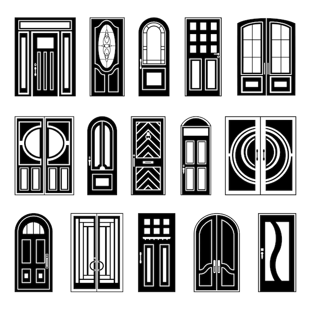 Colección house design black de puertas vector gratuito